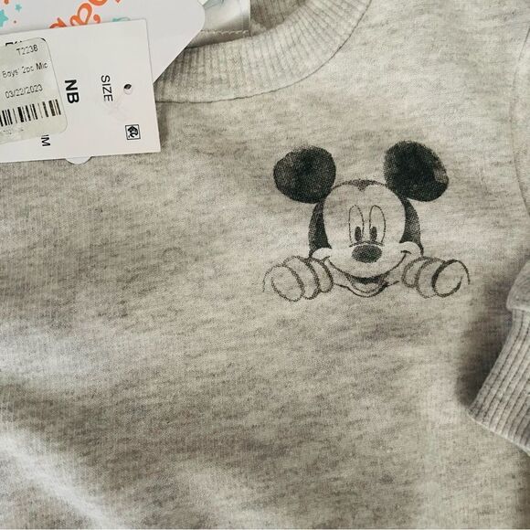 NWT Disney Mickey Mouse Newborn Sweater pullover Grey - Picture 2 of 5
